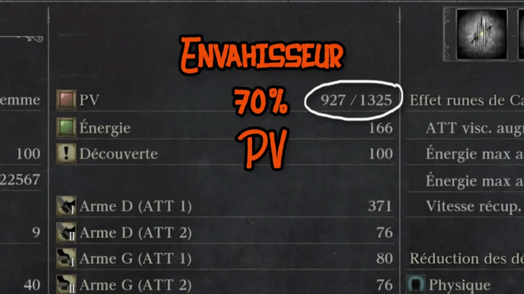 Dans le PvP de Bloodborne, l'envahisseur subit un malus de 30% de PV par rapport à l'hôte.